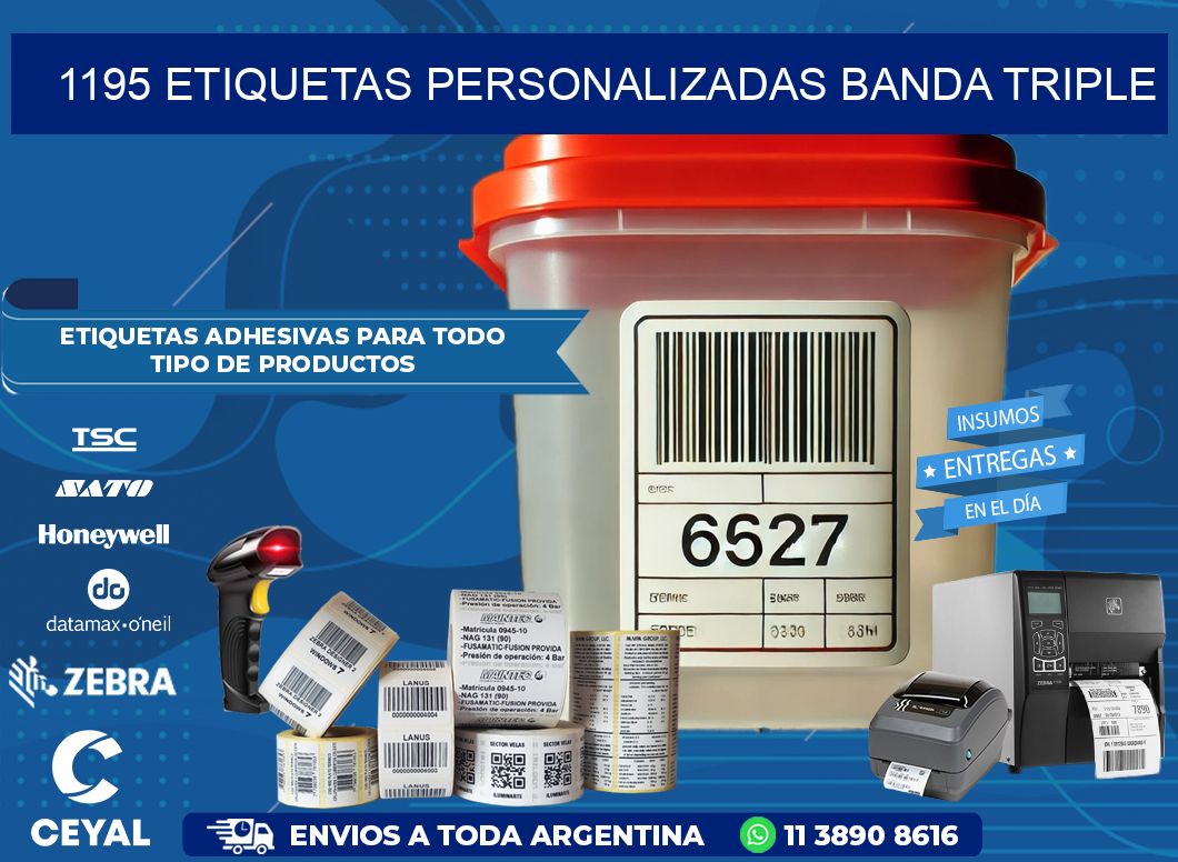 1195 Etiquetas personalizadas banda triple