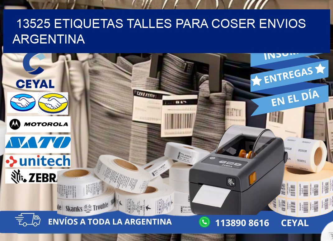 13525 ETIQUETAS TALLES PARA COSER ENVIOS ARGENTINA