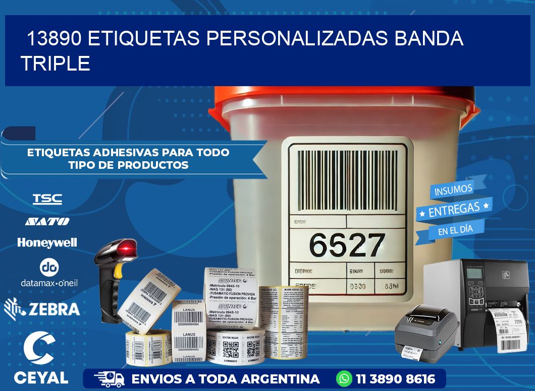 13890 Etiquetas personalizadas banda triple