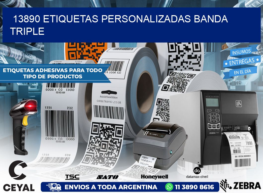 13890 Etiquetas personalizadas banda triple