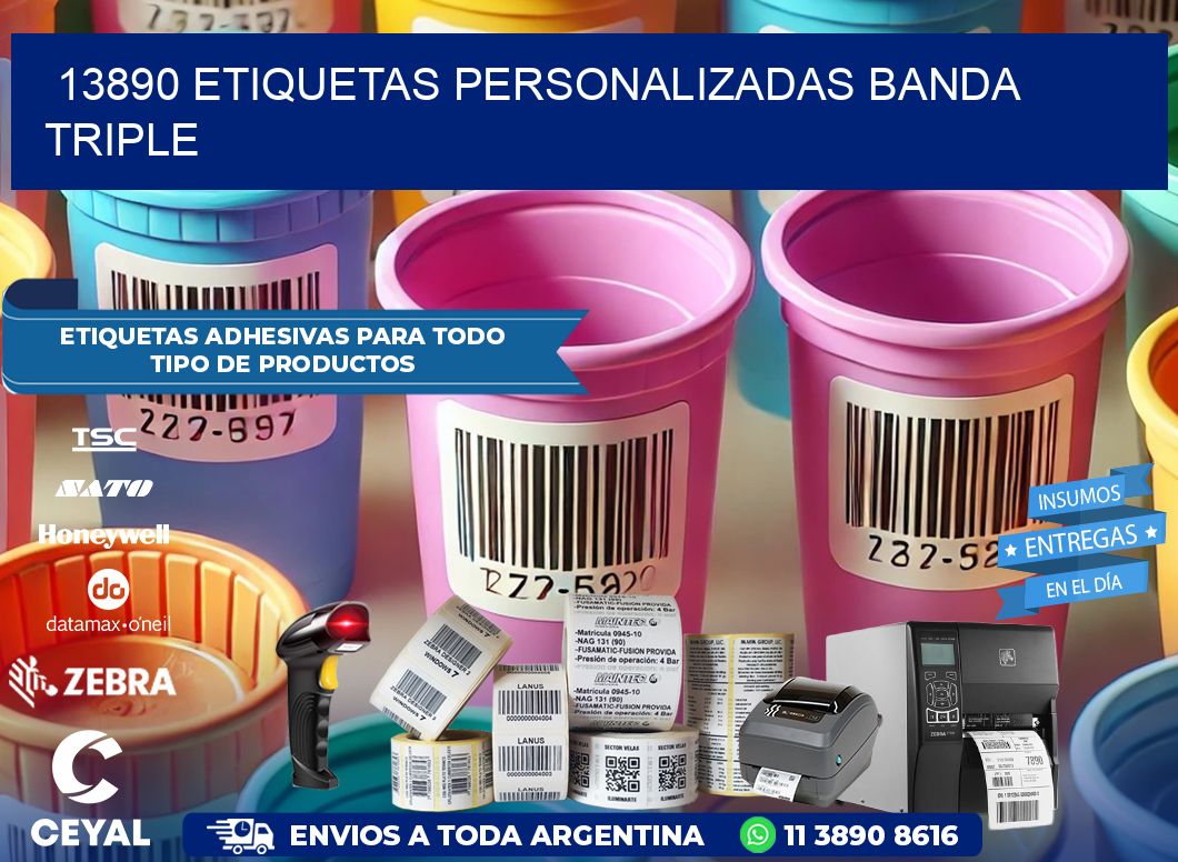 13890 Etiquetas personalizadas banda triple