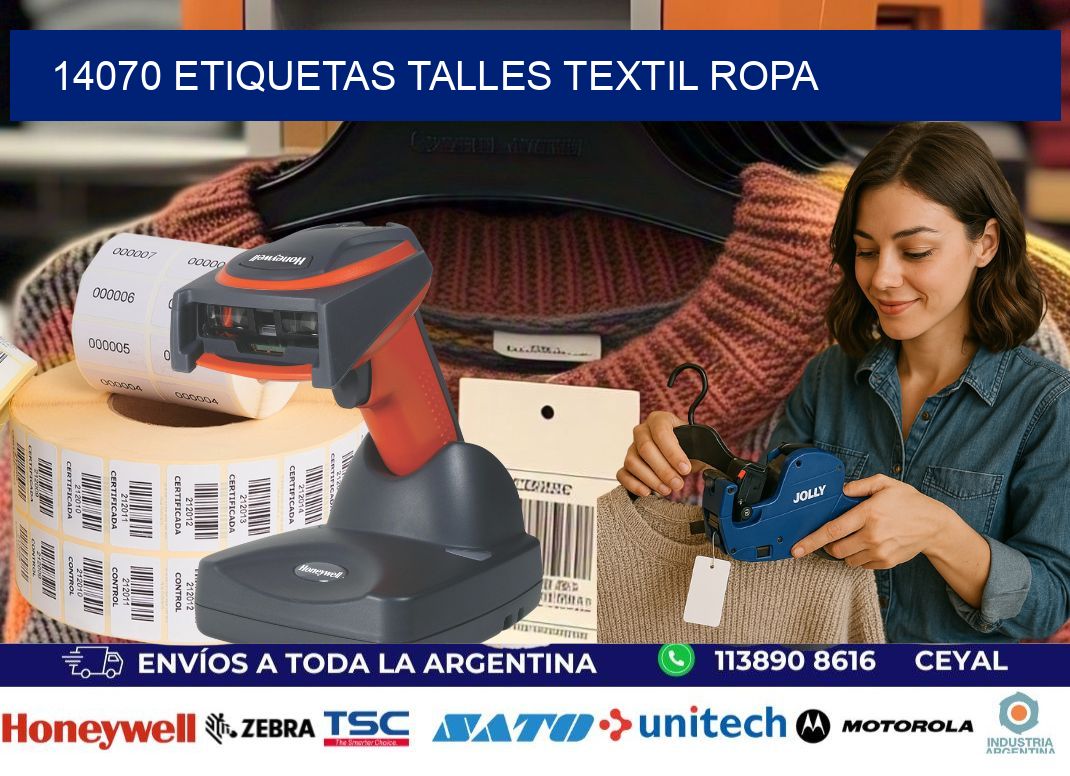 14070 ETIQUETAS TALLES TEXTIL ROPA