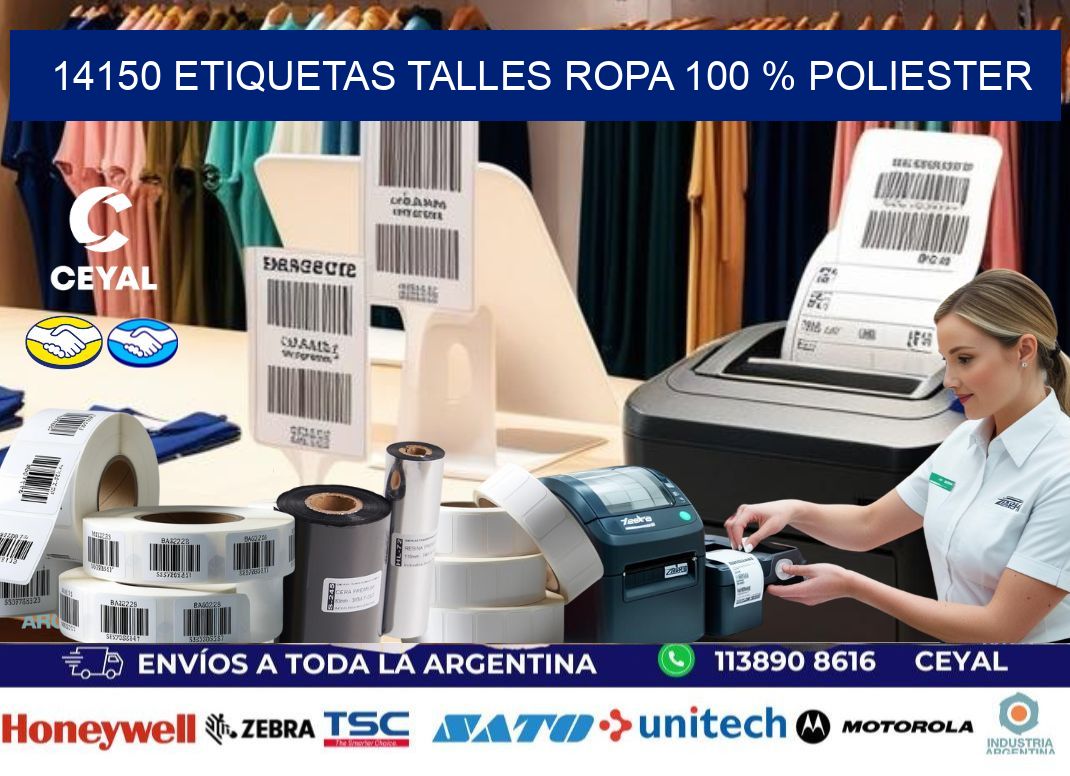 14150 ETIQUETAS TALLES ROPA 100 % POLIESTER