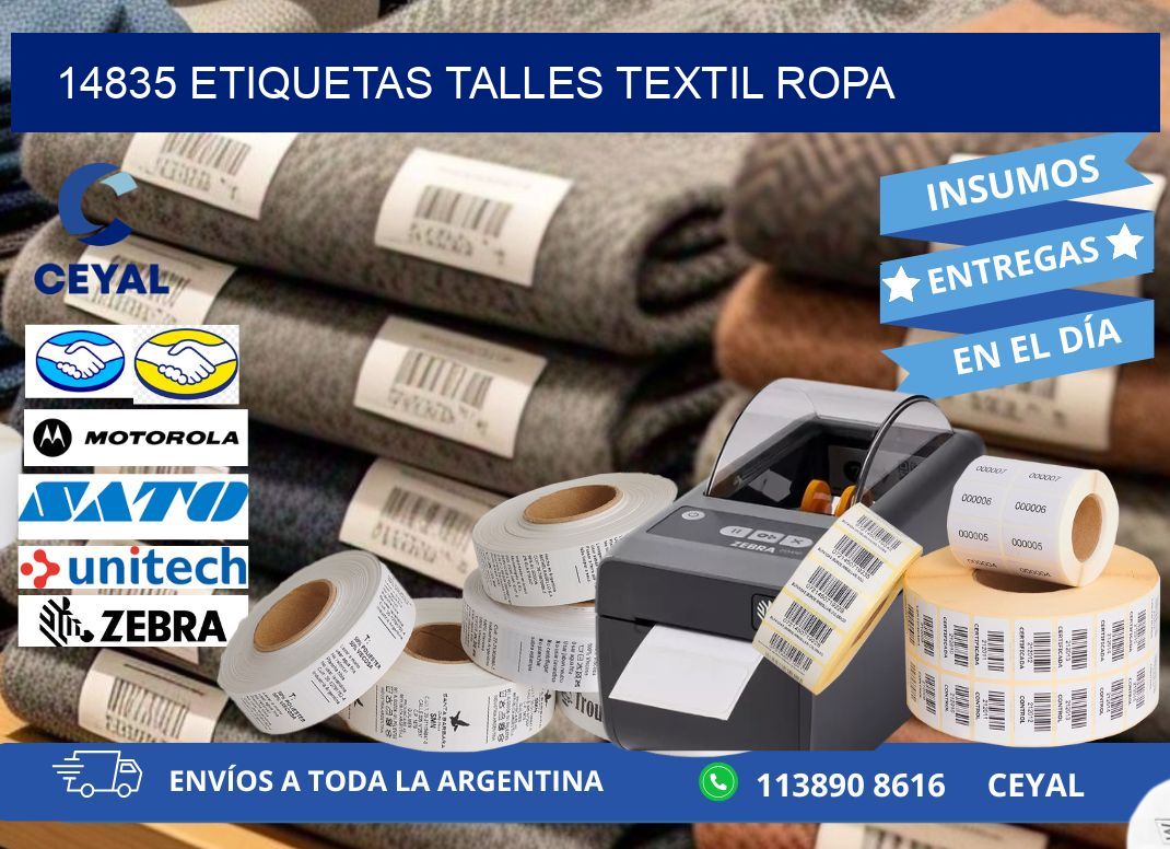 14835 ETIQUETAS TALLES TEXTIL ROPA