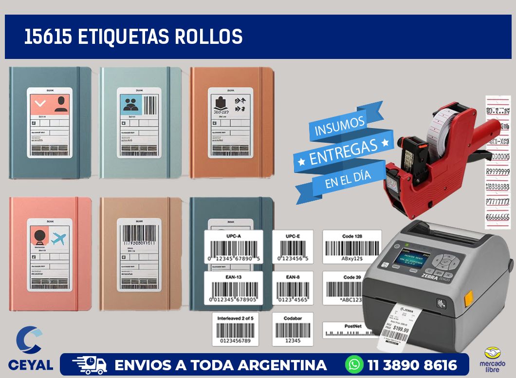 15615 etiquetas rollos