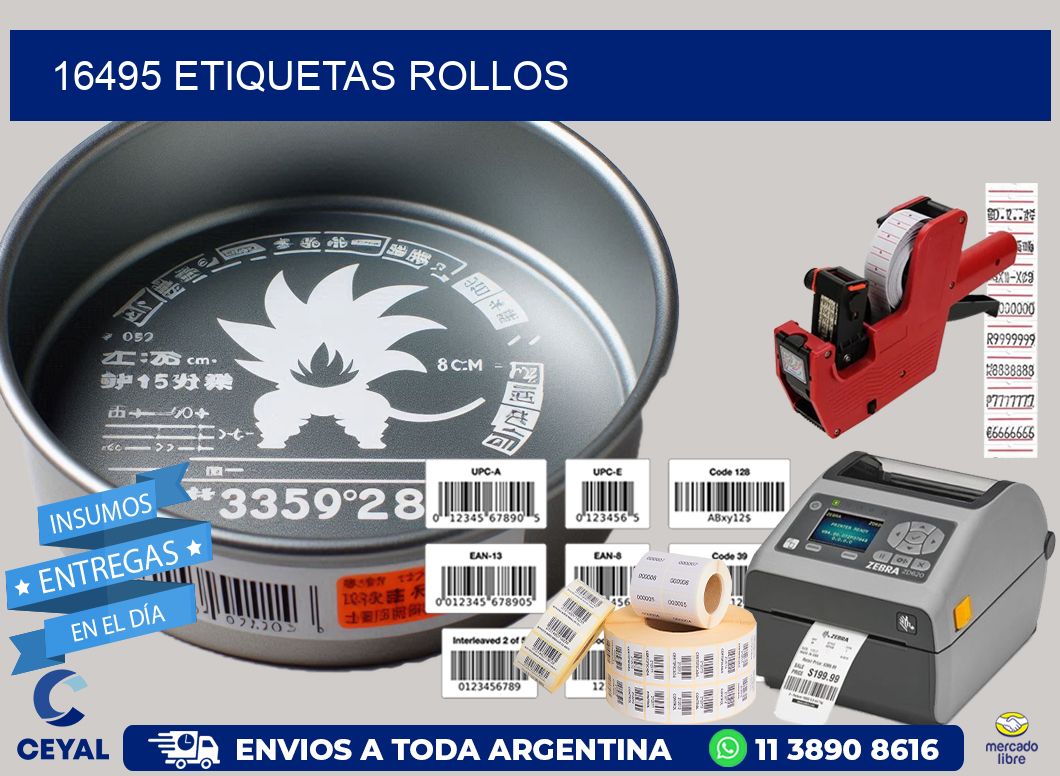 16495 etiquetas rollos