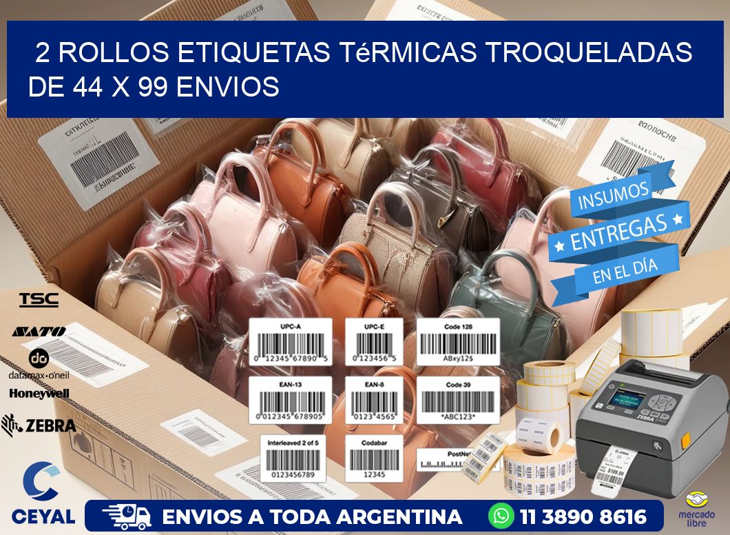 2 Rollos Etiquetas Térmicas Troqueladas De 44 x 99 ENVIOS