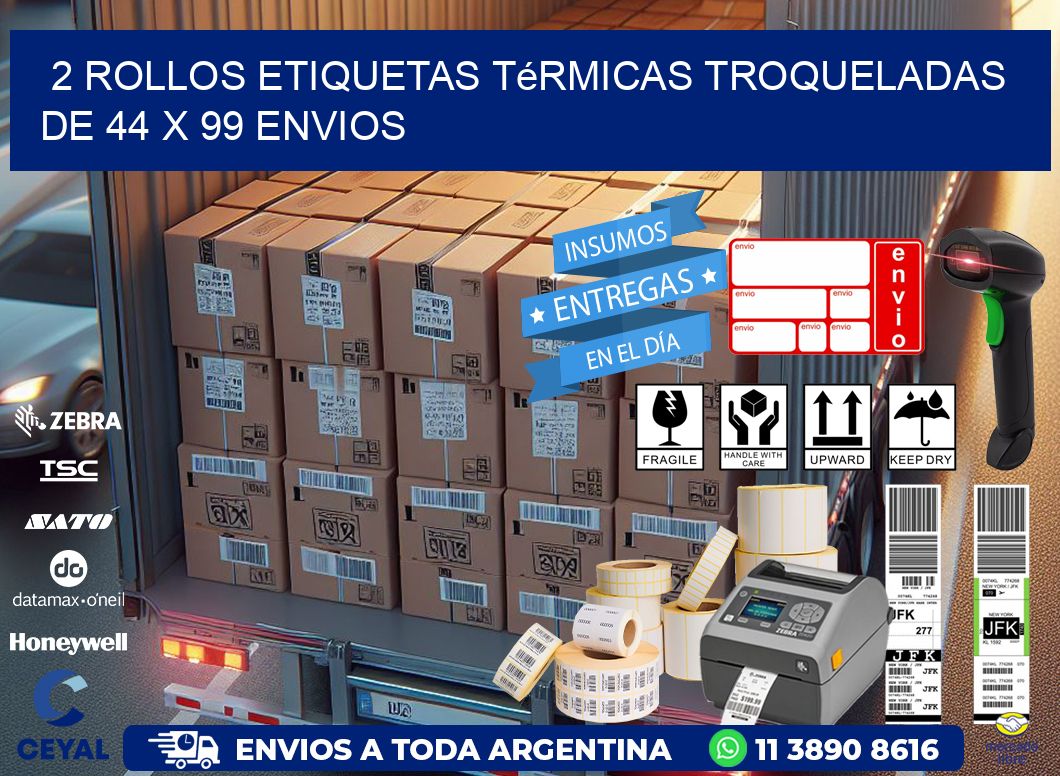 2 Rollos Etiquetas Térmicas Troqueladas De 44 x 99 ENVIOS