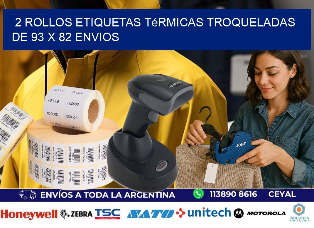2 Rollos Etiquetas Térmicas Troqueladas De 93 x 82 ENVIOS