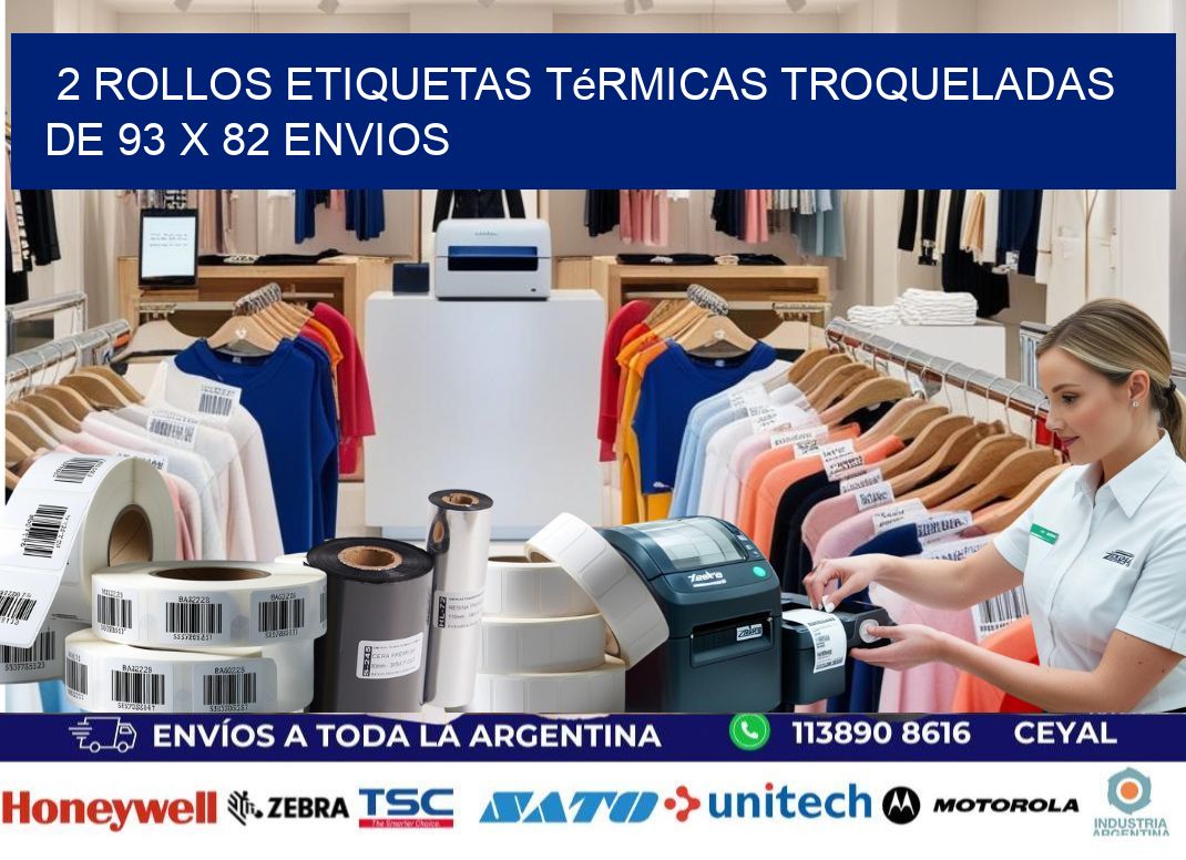 2 Rollos Etiquetas Térmicas Troqueladas De 93 x 82 ENVIOS