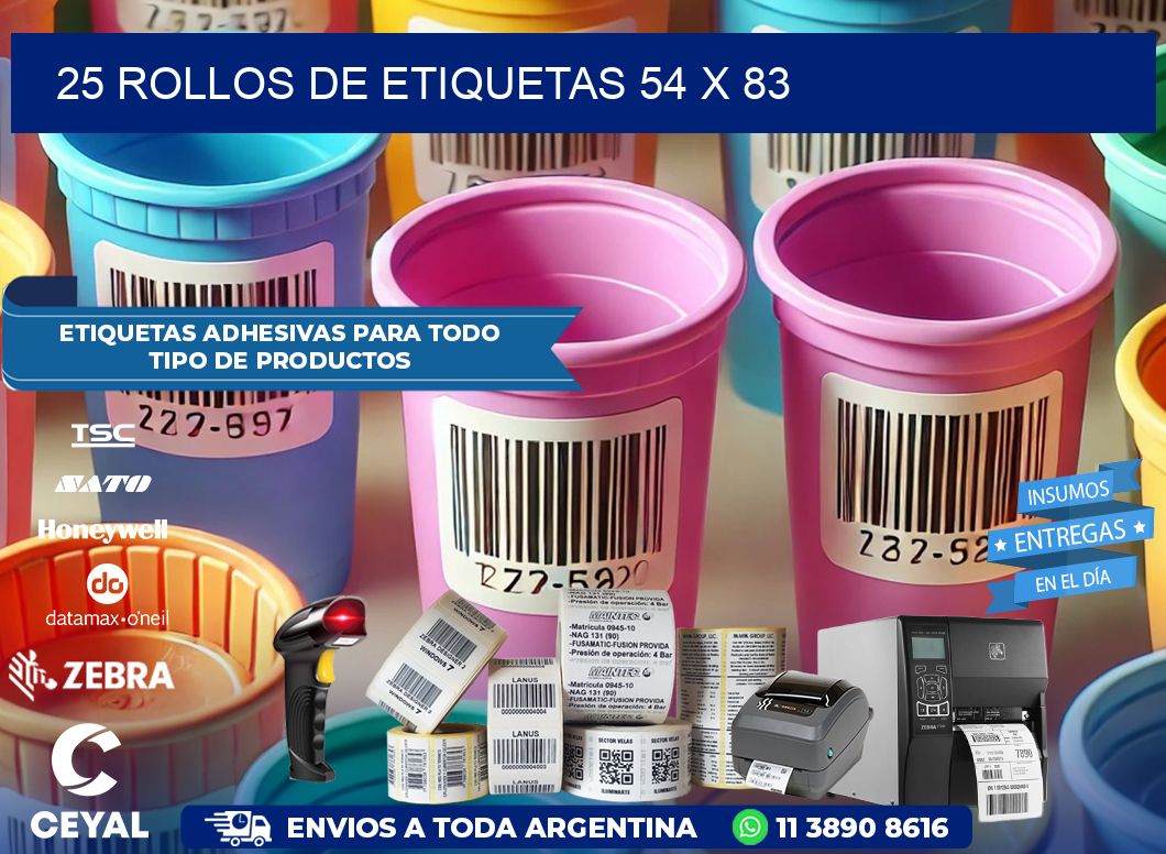 25 ROLLOS DE ETIQUETAS 54 x 83