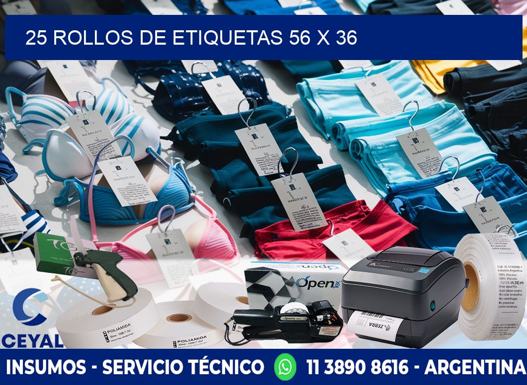 25 ROLLOS DE ETIQUETAS 56 x 36