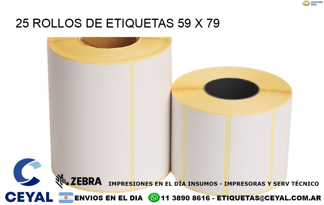 25 ROLLOS DE ETIQUETAS 59 x 79