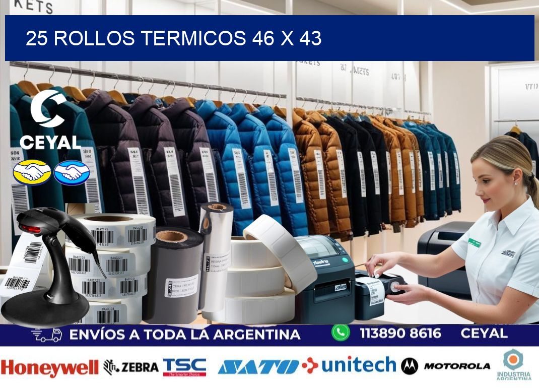 25 ROLLOS TERMICOS 46 x 43