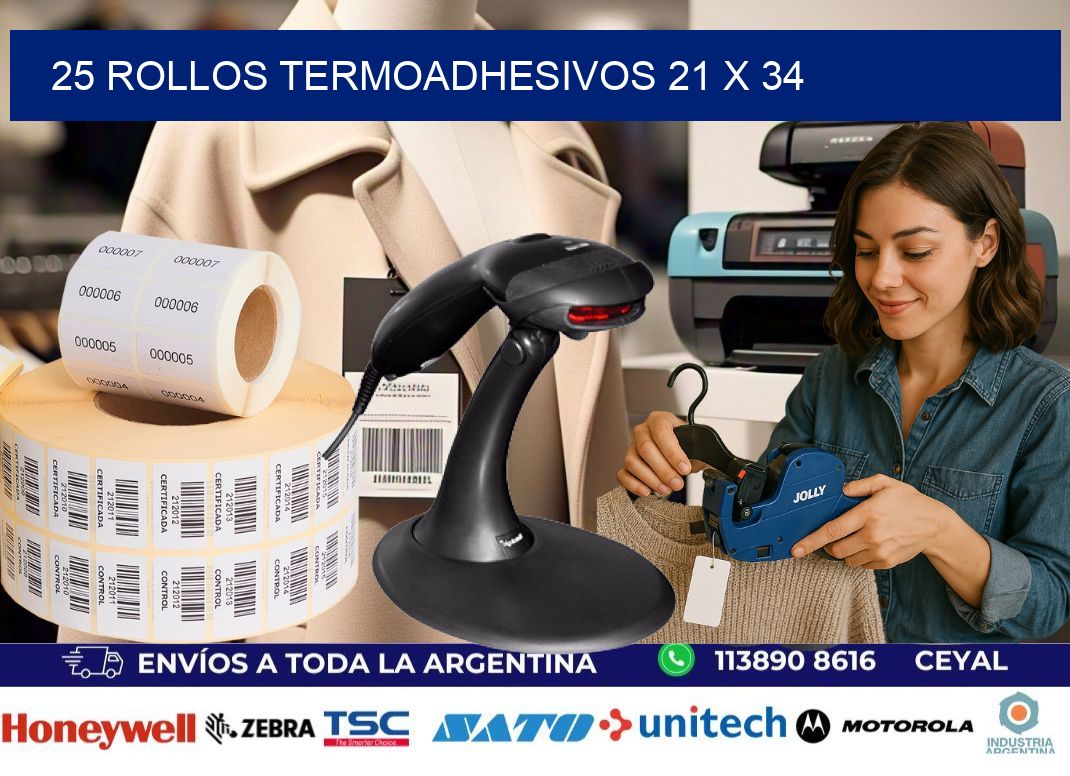 25 ROLLOS TERMOADHESIVOS 21 x 34