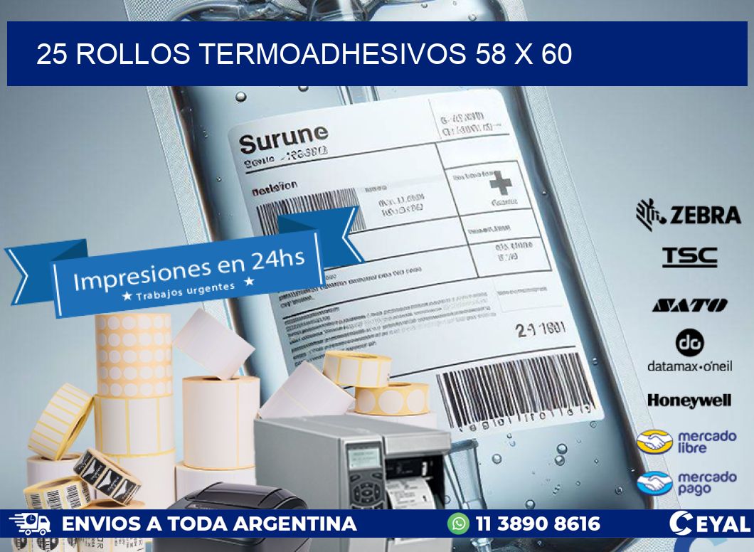 25 ROLLOS TERMOADHESIVOS 58 x 60