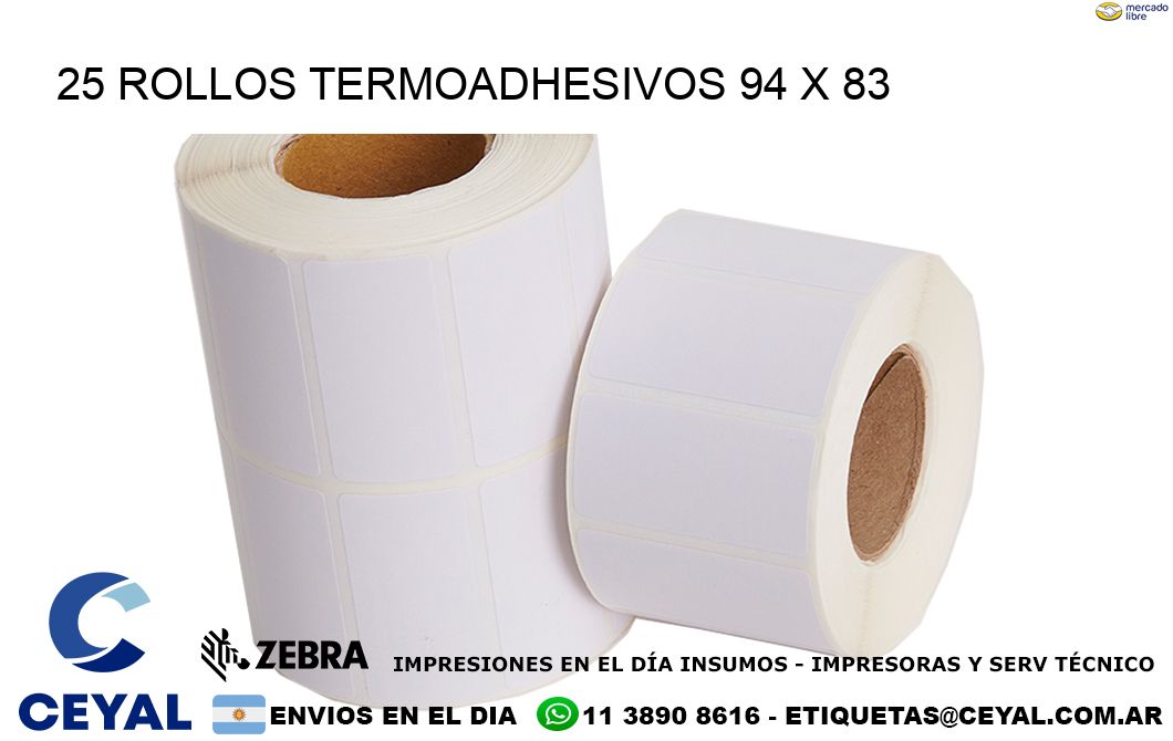 25 ROLLOS TERMOADHESIVOS 94 x 83