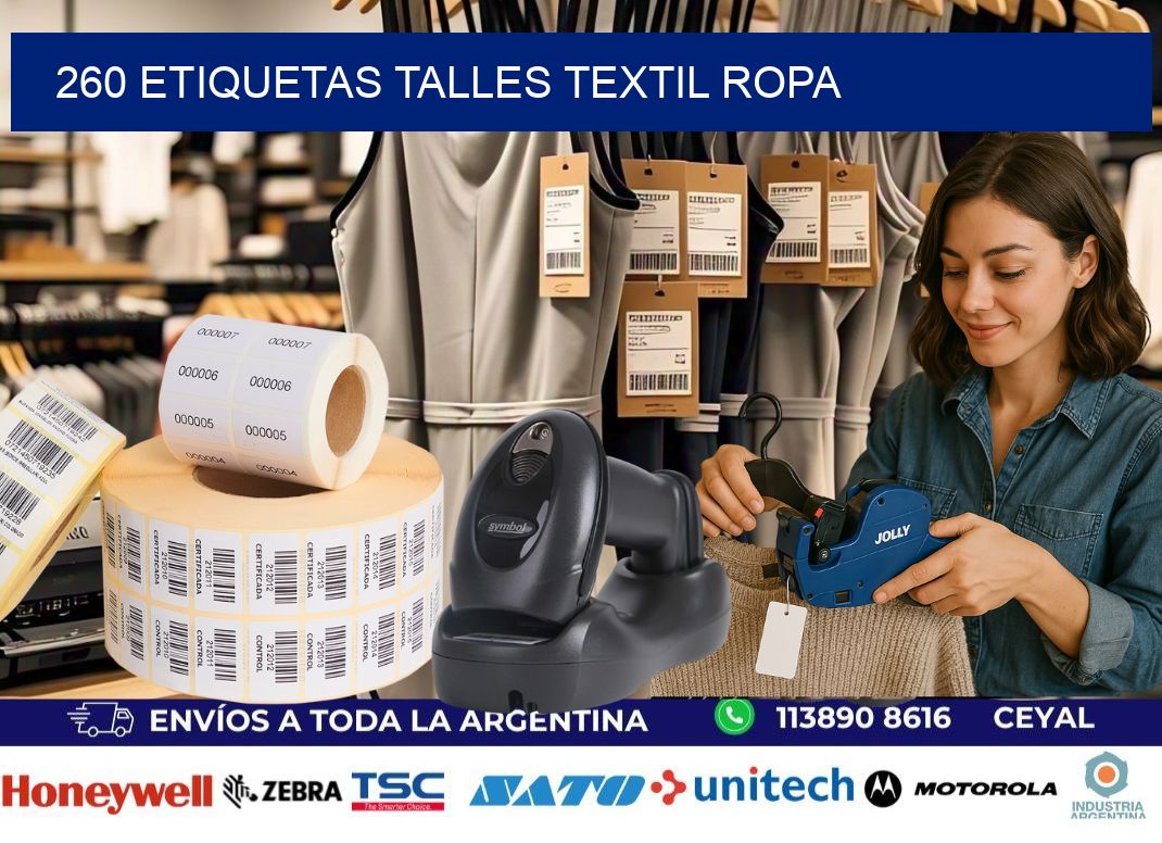 260 ETIQUETAS TALLES TEXTIL ROPA
