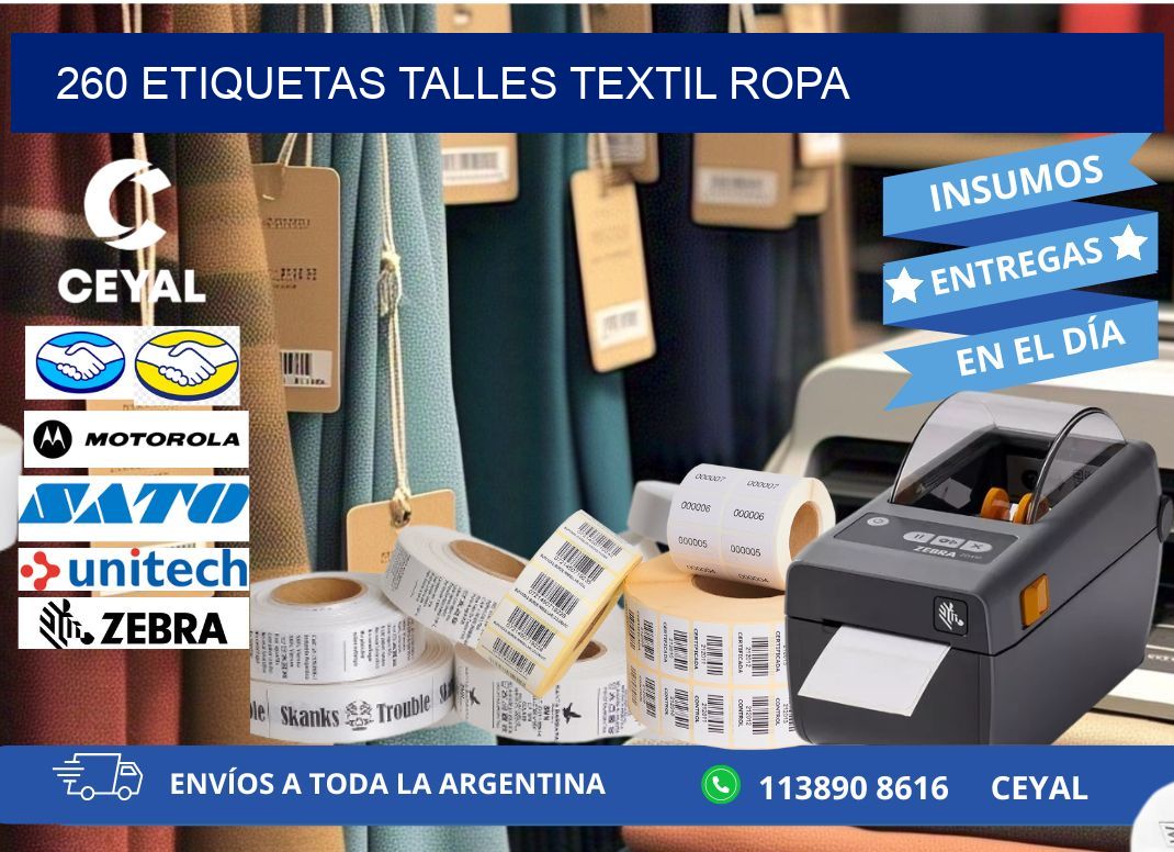 260 ETIQUETAS TALLES TEXTIL ROPA