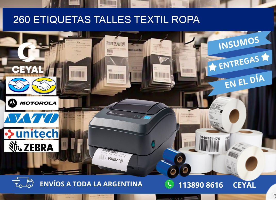 260 ETIQUETAS TALLES TEXTIL ROPA