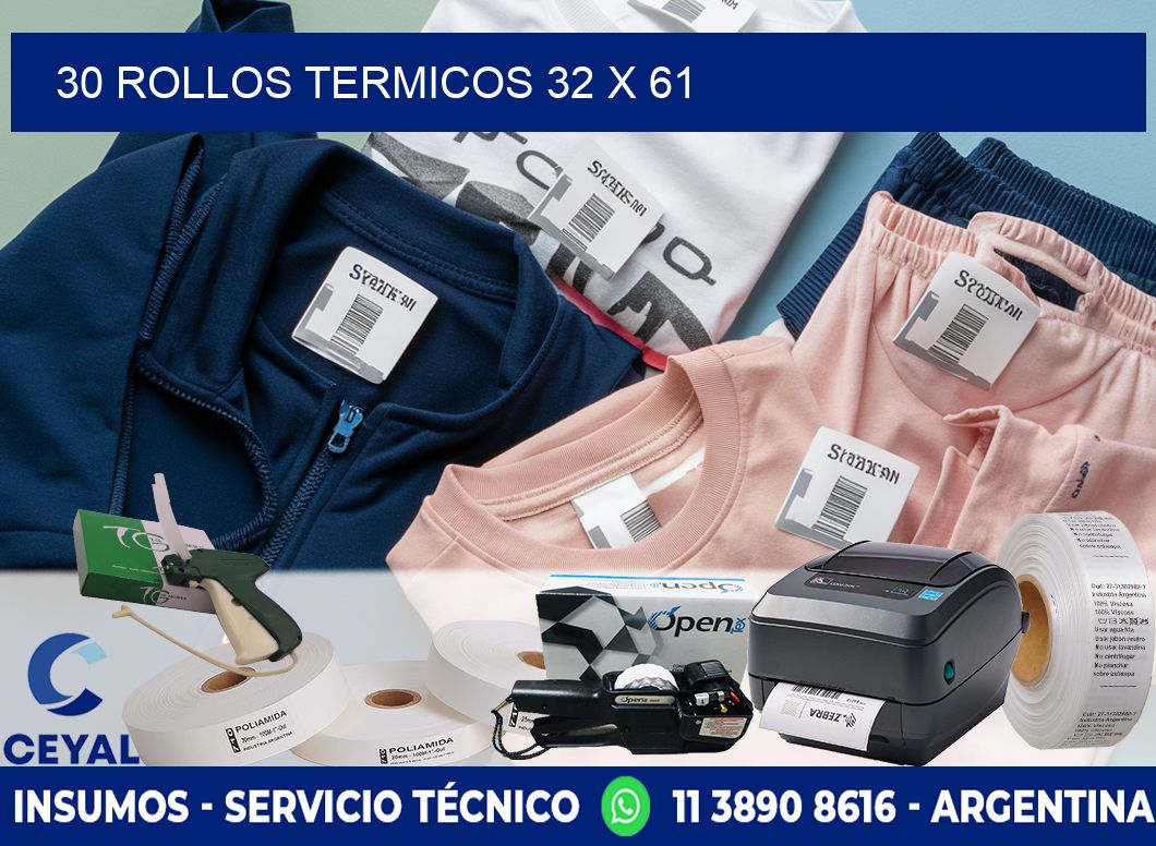 30 ROLLOS TERMICOS 32 x 61