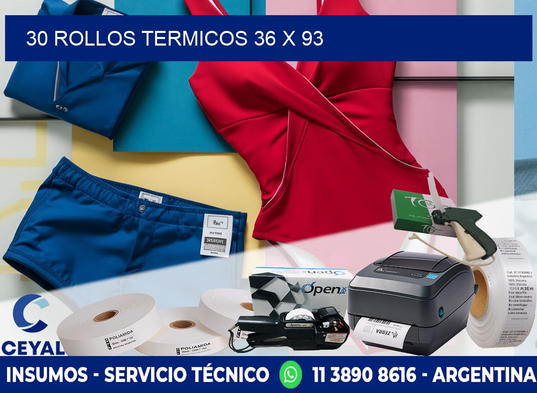 30 ROLLOS TERMICOS 36 x 93