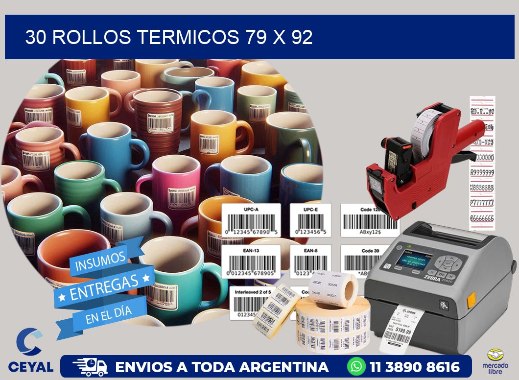 30 ROLLOS TERMICOS 79 x 92