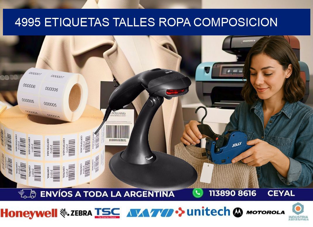 4995 ETIQUETAS TALLES ROPA COMPOSICION