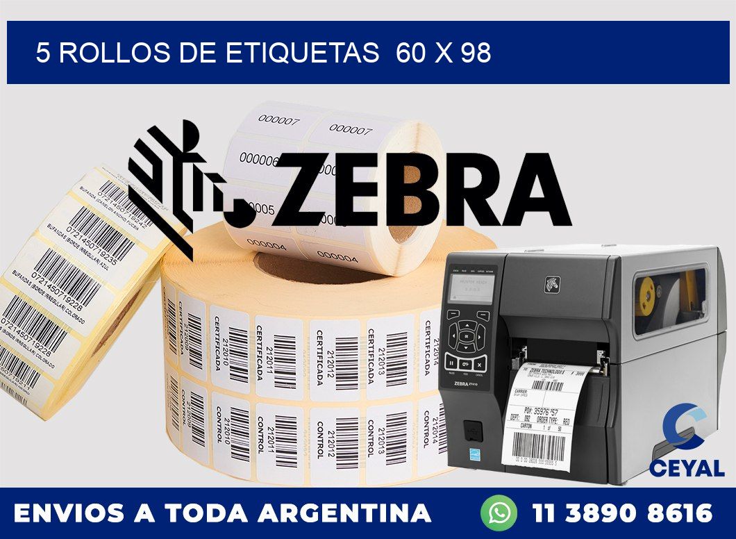 5 ROLLOS DE ETIQUETAS  60 x 98