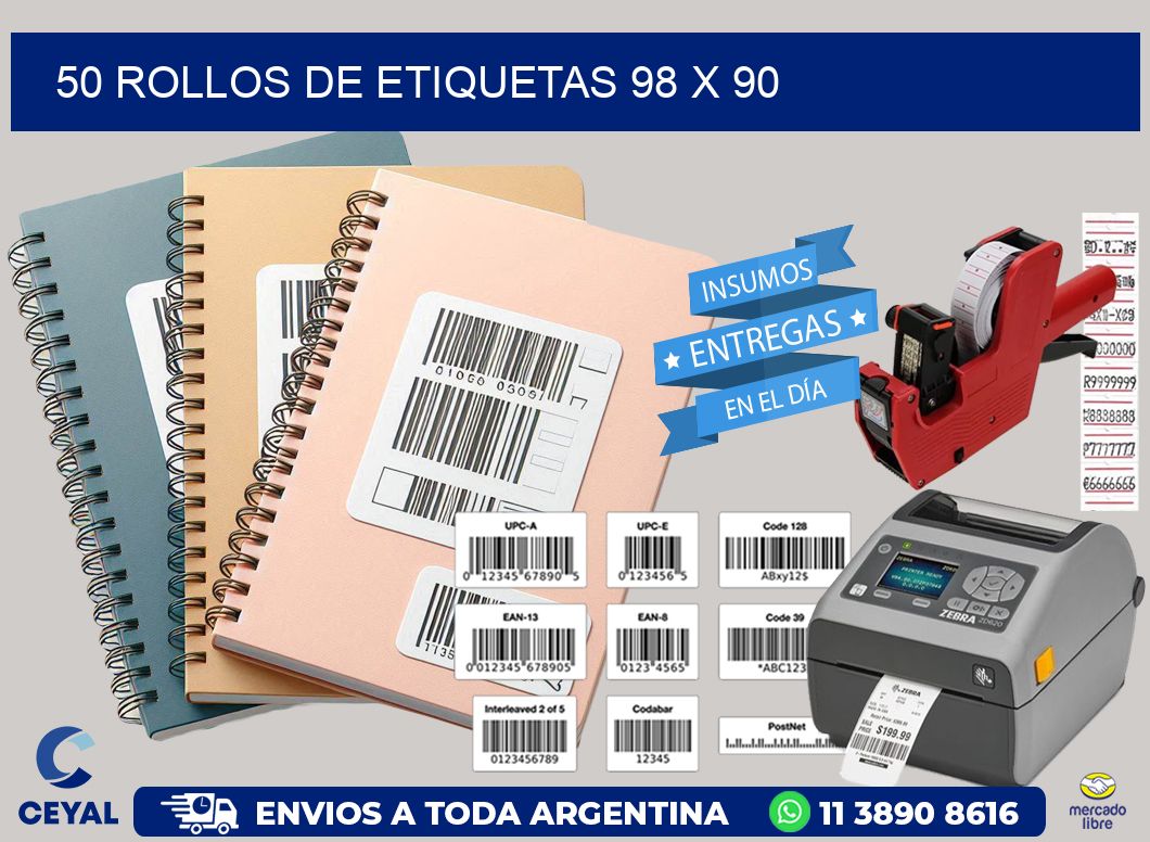 50 ROLLOS DE ETIQUETAS 98 x 90