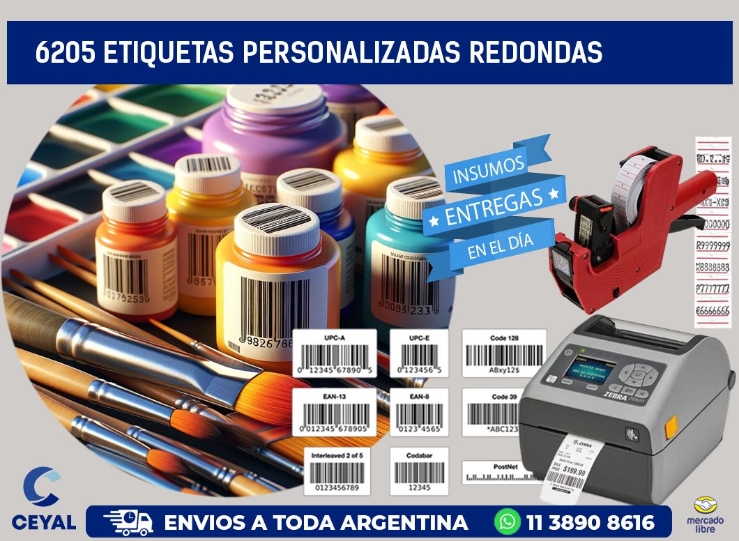 6205 Etiquetas personalizadas redondas