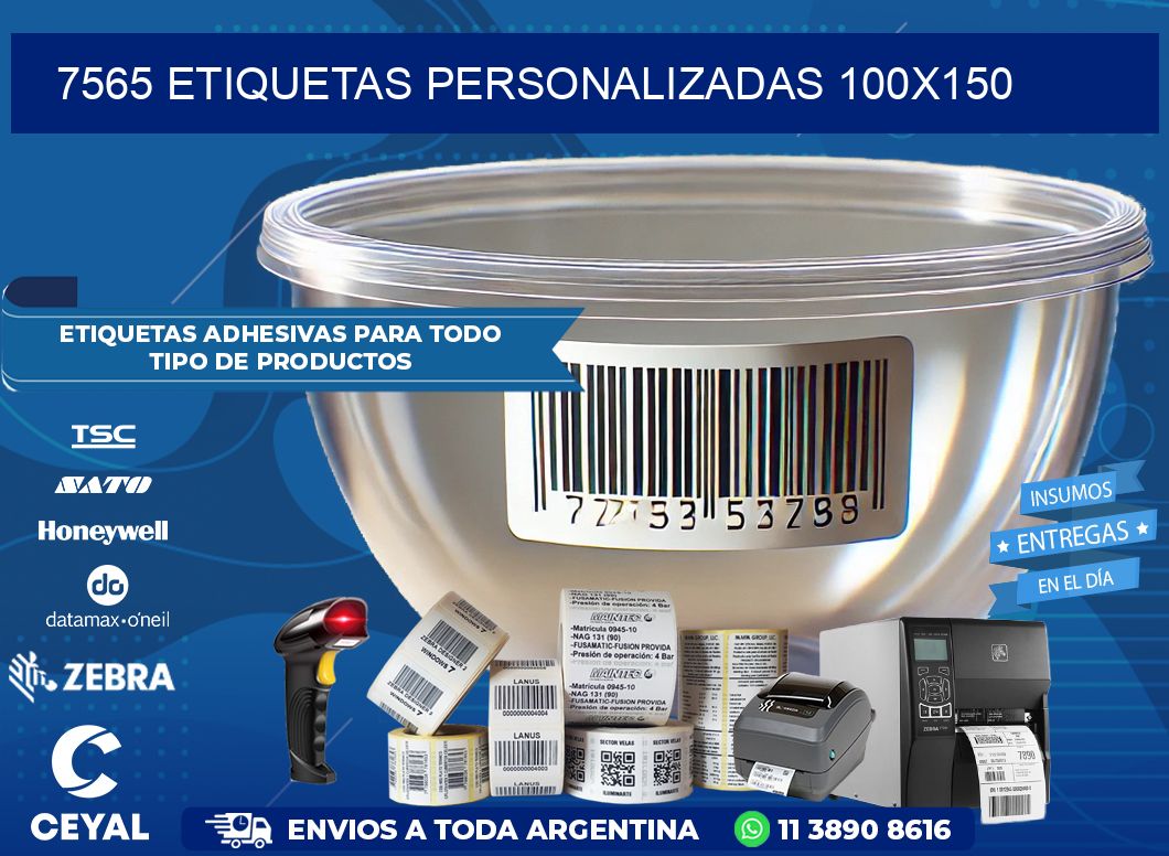 7565 Etiquetas personalizadas 100×150