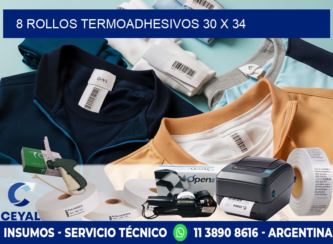 8 ROLLOS TERMOADHESIVOS 30 x 34