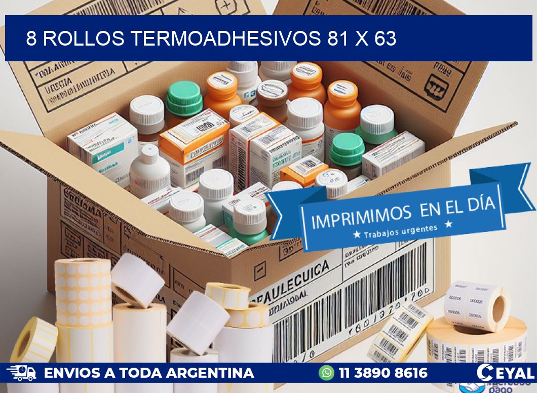 8 ROLLOS TERMOADHESIVOS 81 x 63