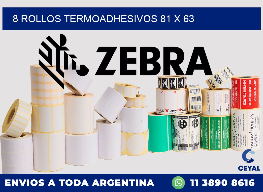 8 ROLLOS TERMOADHESIVOS 81 x 63