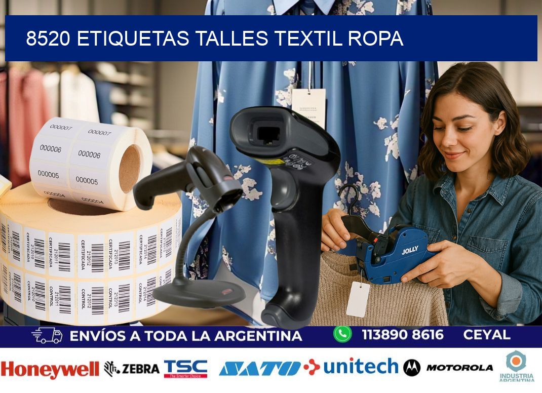 8520 ETIQUETAS TALLES TEXTIL ROPA