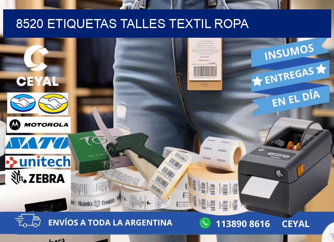 8520 ETIQUETAS TALLES TEXTIL ROPA