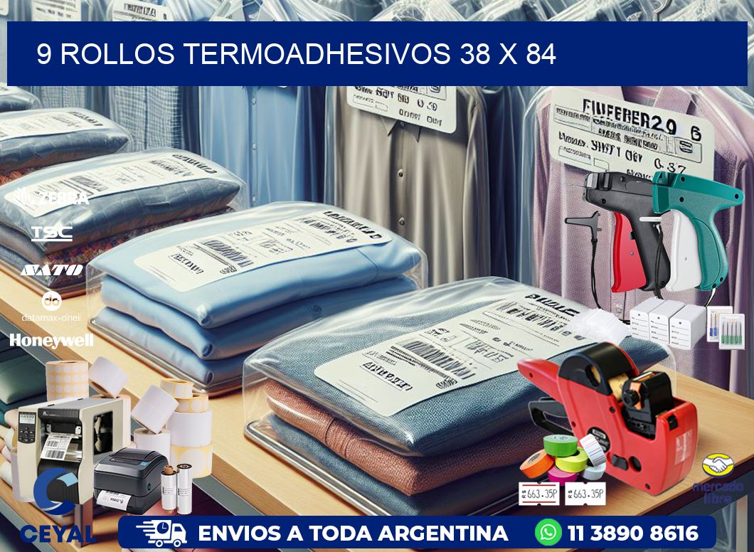 9 ROLLOS TERMOADHESIVOS 38 x 84