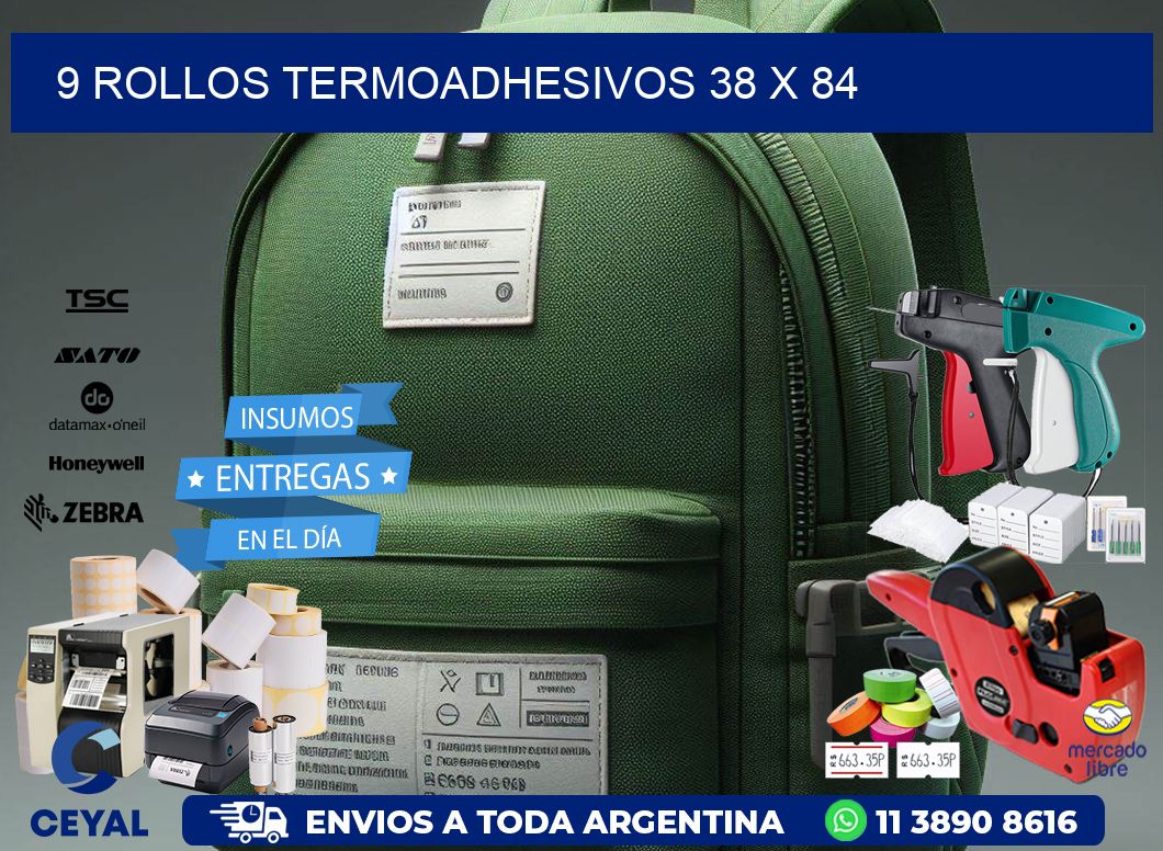 9 ROLLOS TERMOADHESIVOS 38 x 84