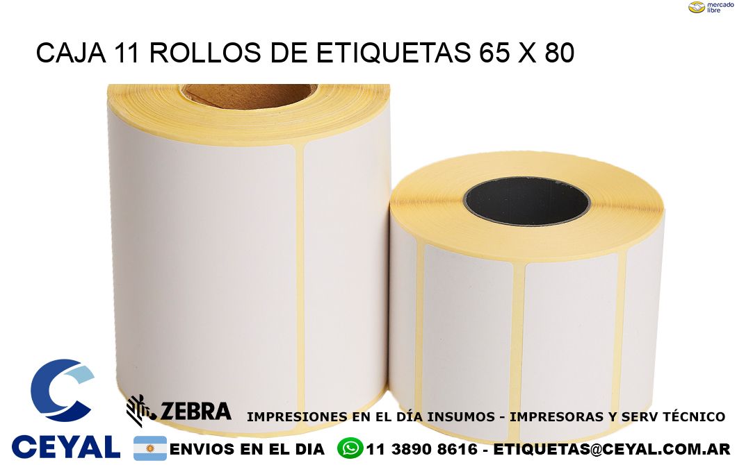 CAJA 11 ROLLOS DE ETIQUETAS 65 x 80