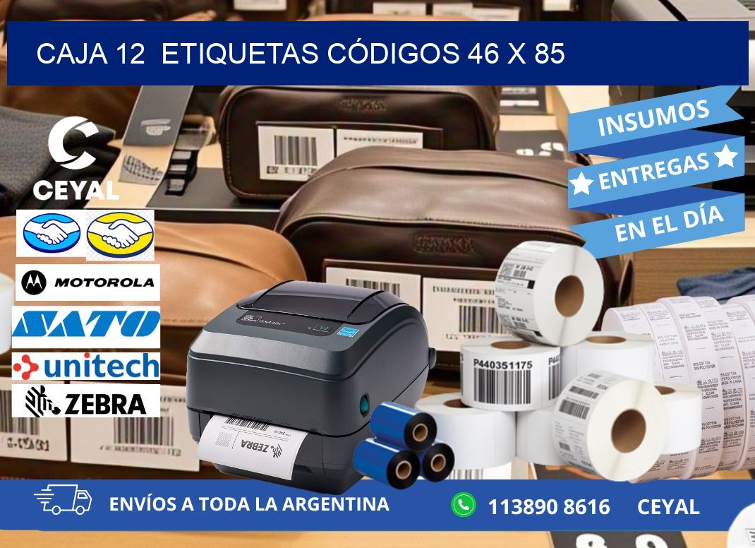 CAJA 12  ETIQUETAS CÓDIGOS 46 x 85