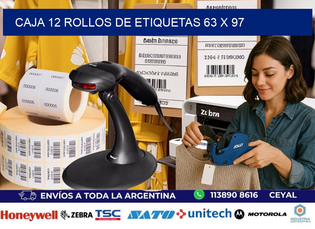 CAJA 12 ROLLOS DE ETIQUETAS 63 x 97