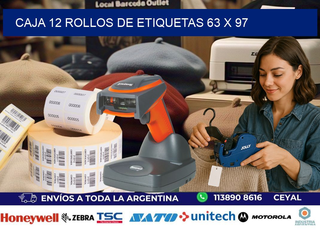 CAJA 12 ROLLOS DE ETIQUETAS 63 x 97
