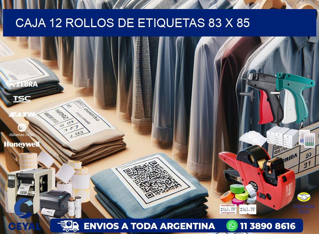 CAJA 12 ROLLOS DE ETIQUETAS 83 x 85