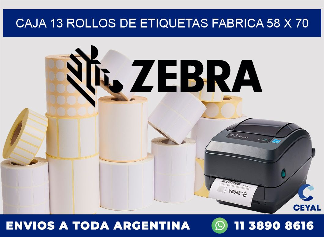 CAJA 13 ROLLOS DE ETIQUETAS FABRICA 58 x 70