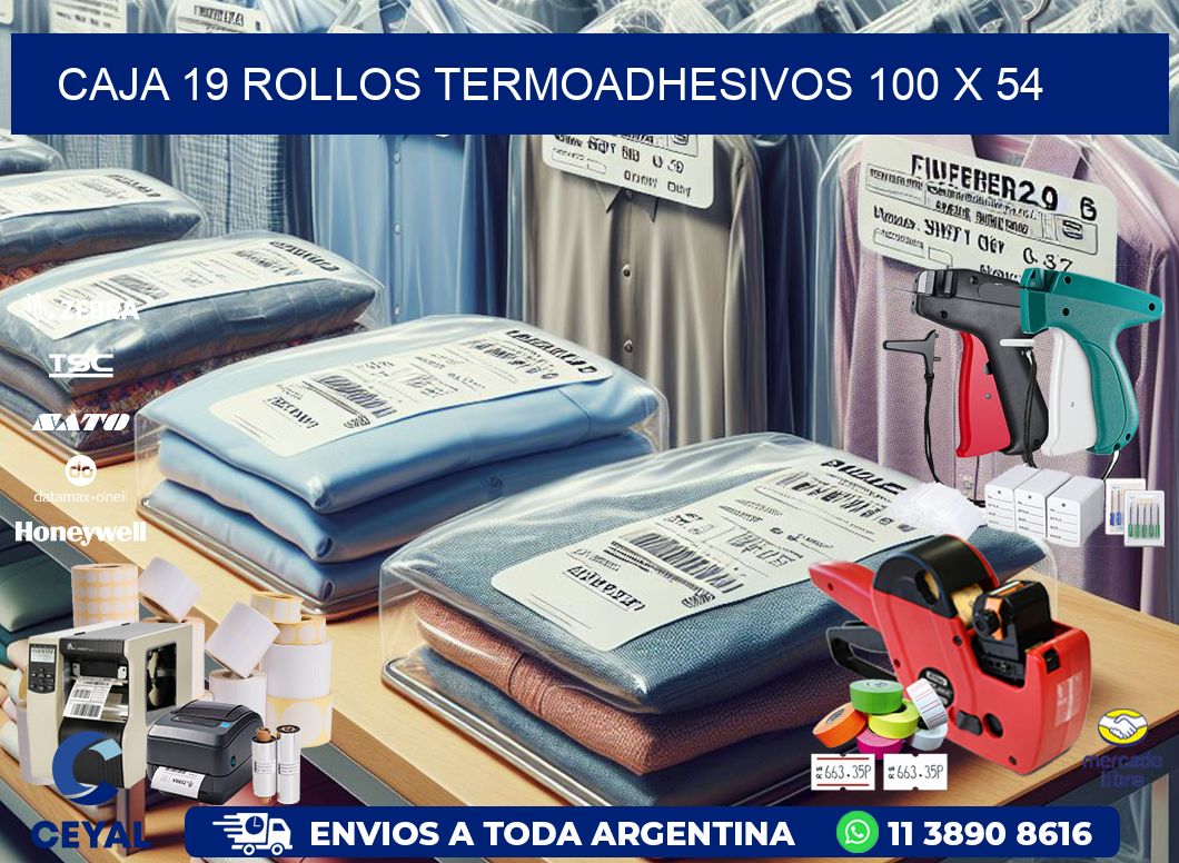 CAJA 19 ROLLOS TERMOADHESIVOS 100 x 54