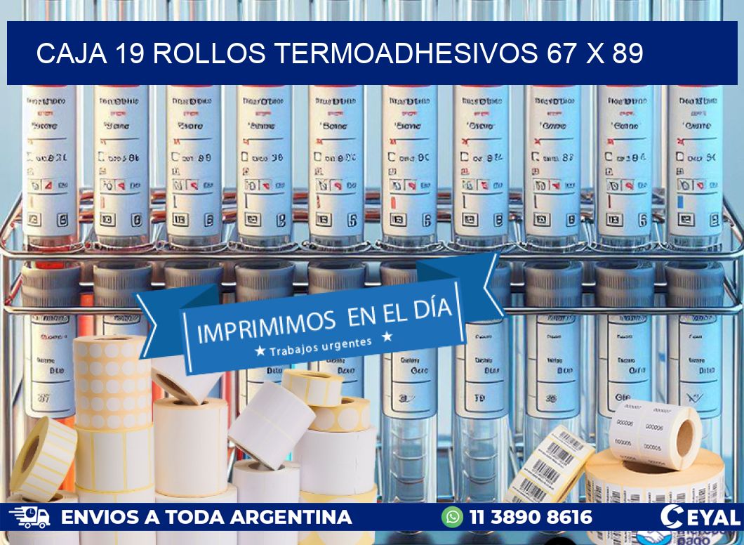 CAJA 19 ROLLOS TERMOADHESIVOS 67 x 89