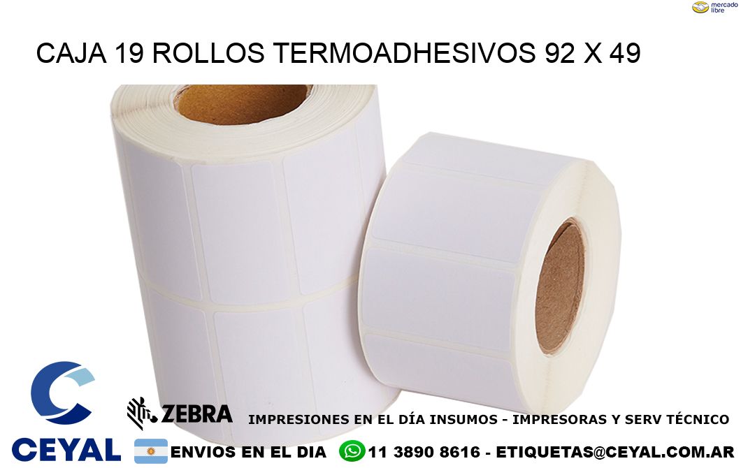 CAJA 19 ROLLOS TERMOADHESIVOS 92 x 49