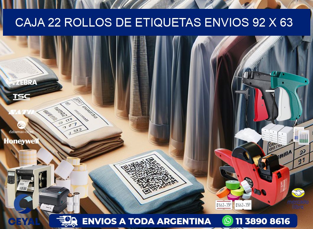CAJA 22 ROLLOS DE ETIQUETAS ENVIOS 92 x 63