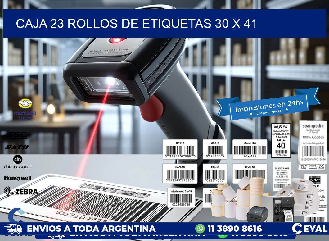 CAJA 23 ROLLOS DE ETIQUETAS 30 x 41